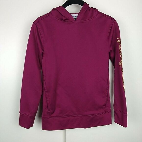 Patagonia Pullover Hoodie Jacket Girls Kids Size L 12 Burgundy Maroon Worn Wear